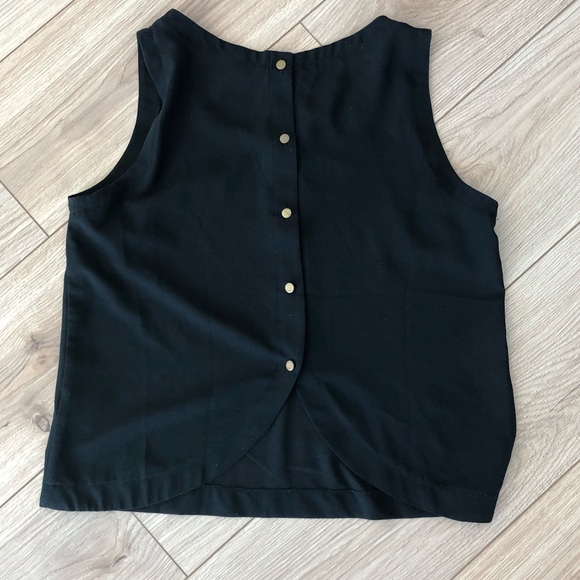 Forever 21 Black Crop Top with Gold Buttons, Size Medium - Picture 4 of 6